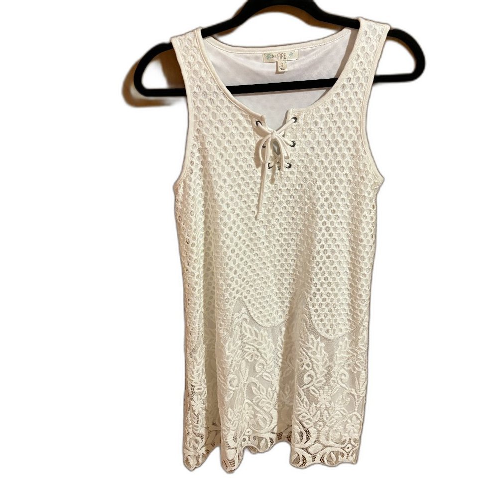 Love Fire S Lace Sleeveless Dress White Racerback Lined‎